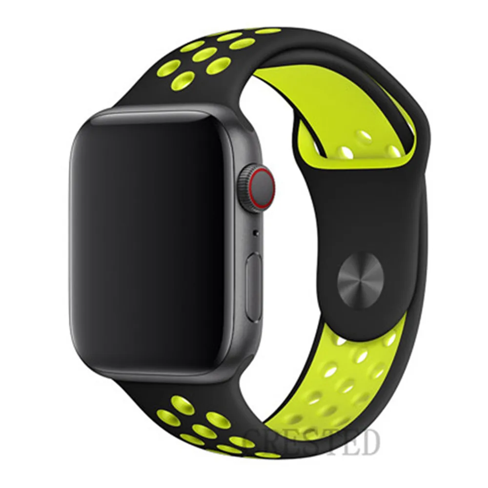 black yellow10 Спортивный ремешок для apple watch band 44 мм/40 мм apple watch 5 4 3 band iwatch band 5 42 мм/38 мм correa браслет ремень аксессуары для часов - Цвет ремешка: black yellow10