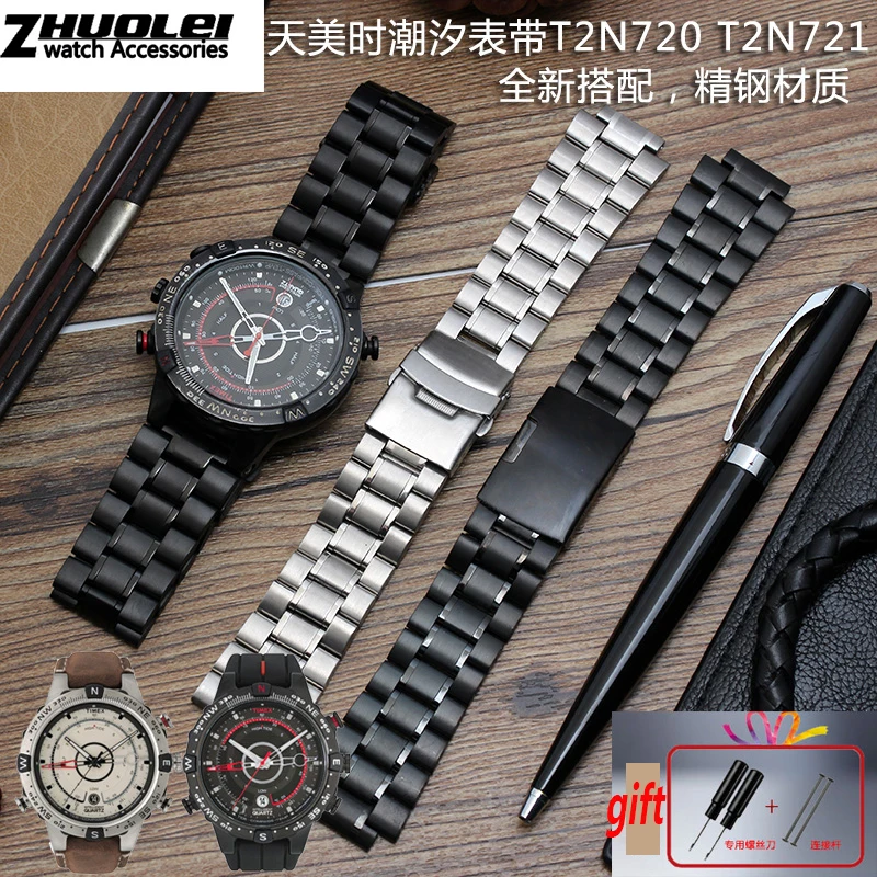 Ремешок из нержавеющей стали для мужских часов TIMEX T2N720 T2N721 TW2R55500 ремешок 24*16 мм