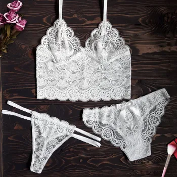 

3PC Erotic Sexy Lingerie Women Sexy Lace Bra Thong Sets Babydoll Porno Sexy Underwear Lenceria Mujer Sexy Costumes Plus Size 3XL