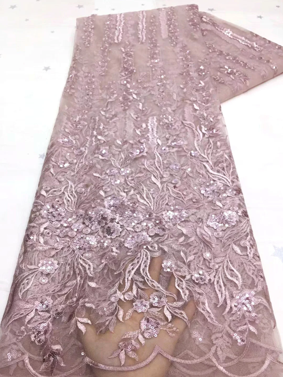 

African Lace Fabric 2022 High Quality Embroidered Sequin Guipure Mesh French Nigeria Lace Fabric Wedding Dress VXZ5113