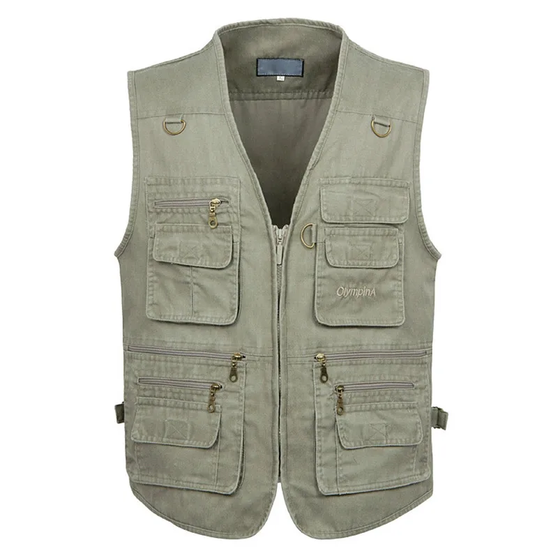

2019 Male Casual Cotton Sleeveless Vest MenWith Many 16 Pockets Men Multi Pocket Photograph Waistcoat Winter Vest Plus Size 7XL