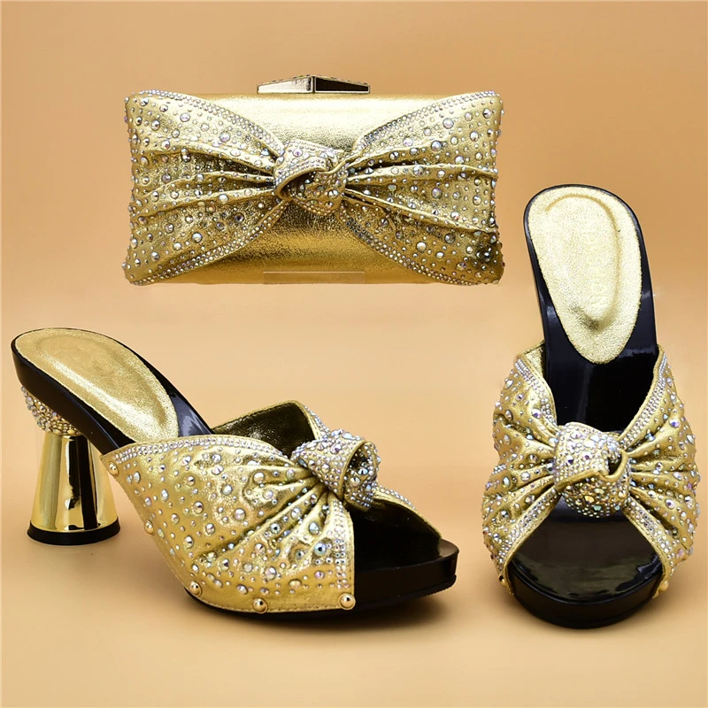 

New Arrival Italian Shoes with Matching Bags African Women Shoes and Bags Set for Prom Party Summer Sandal High Quality Pumps