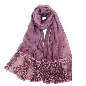 

New ethnic style cotton and linen single tie dyed women's scarf Indonesian feather pearl long towel VS159