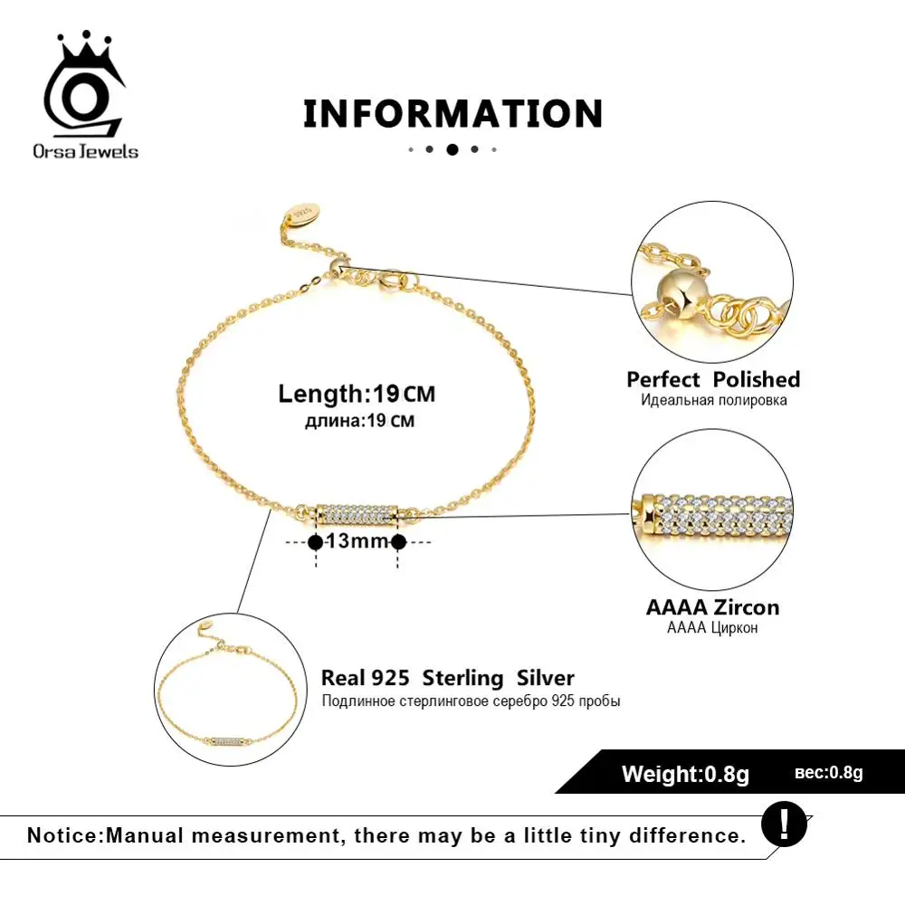 Женский тонкий браслет ORSA JEWELS из серебра 2020 пробы с фианитами | Украшения и