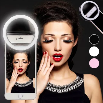 

Makeup Mirror Mobile Phone Selfie Light USB Charging LED Mobile Phone Selfie Lamp Ring Darkness Photo Fill Light Beauty Tools