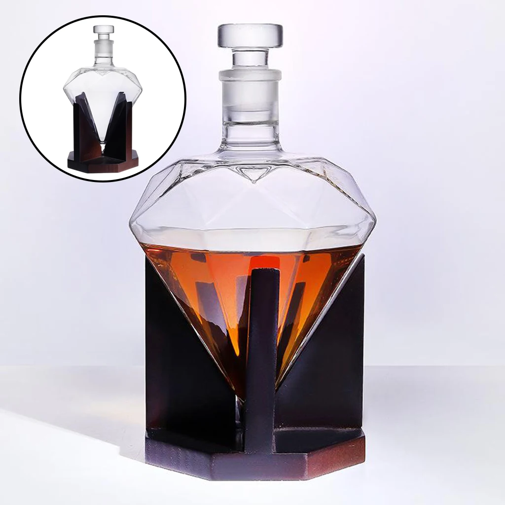850ml Glass Diamond Whiskey Decanter Vodka Wine Bourbon Wine Pourer