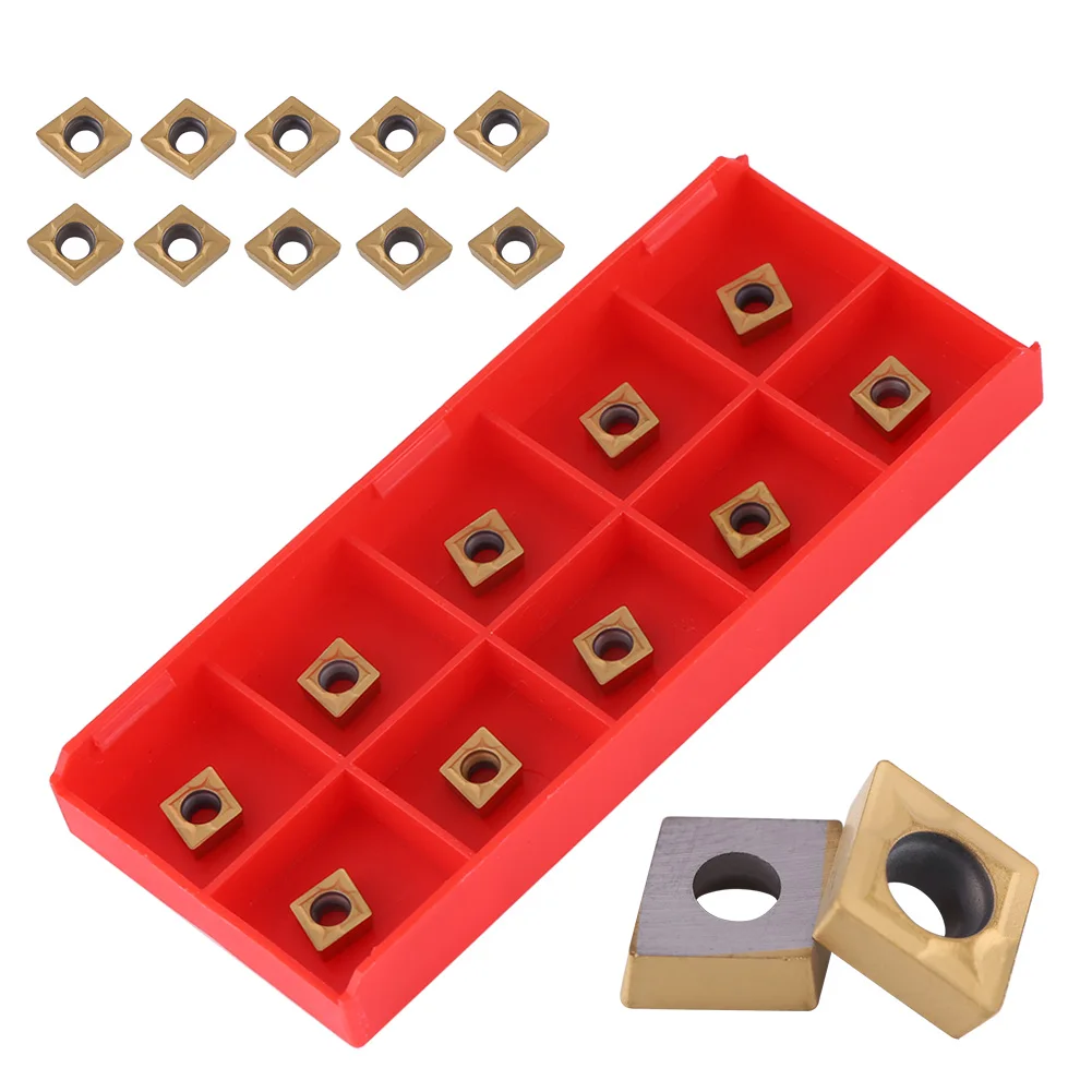 10x CCMT060204-HM YBC251 Carbide Insert Titanium Coated Blades Lathe Cutter Case