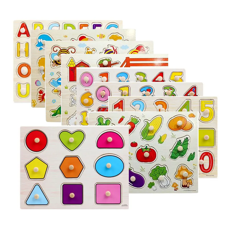 Монтессори игрушки для малышей с геометрическим рисунком Форма головоломка настольная с ручки деревянные материалы Montessori сенсорных