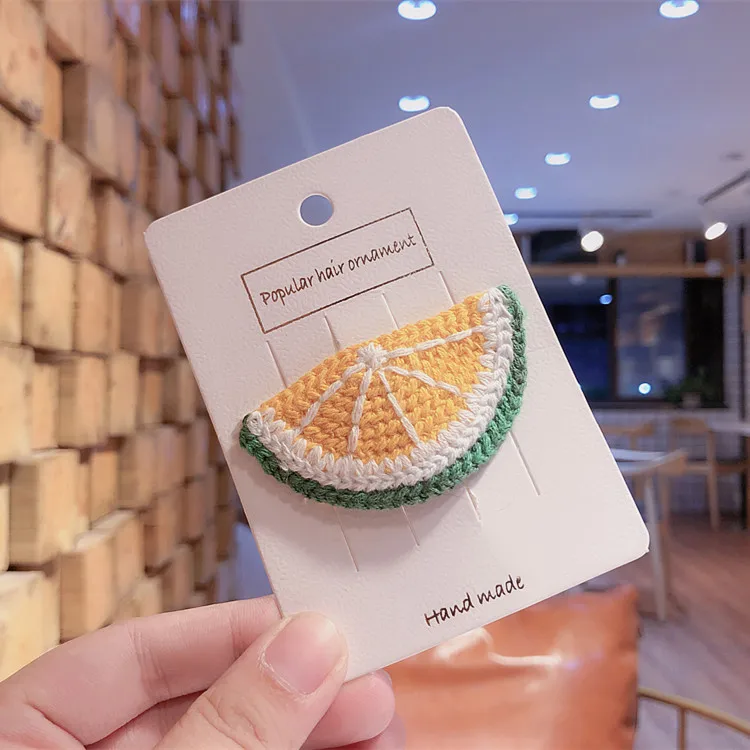 4pcs melon 1 комплект ins модные милые крючком авокадо морковь лимон арбуз защелкивающиеся зажимы мультфильм фрукты заколки Бутик Аксессуары для волос - Цвет: 4pcs melon