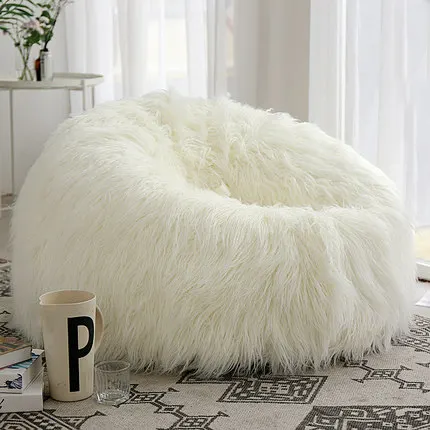 100cm Fluffy Wool Fur Bean Bag Cover Without Filler Lazy Sofa 100cm Fluffy Wool Fur Bean Bag Cover