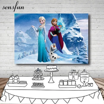 

Sensfun 7x5ft Frozen 2 Princess Elsa Anna Girls Birthday Party Backdrop Snow Winter Photography Backgrounds Photo Studio Custom