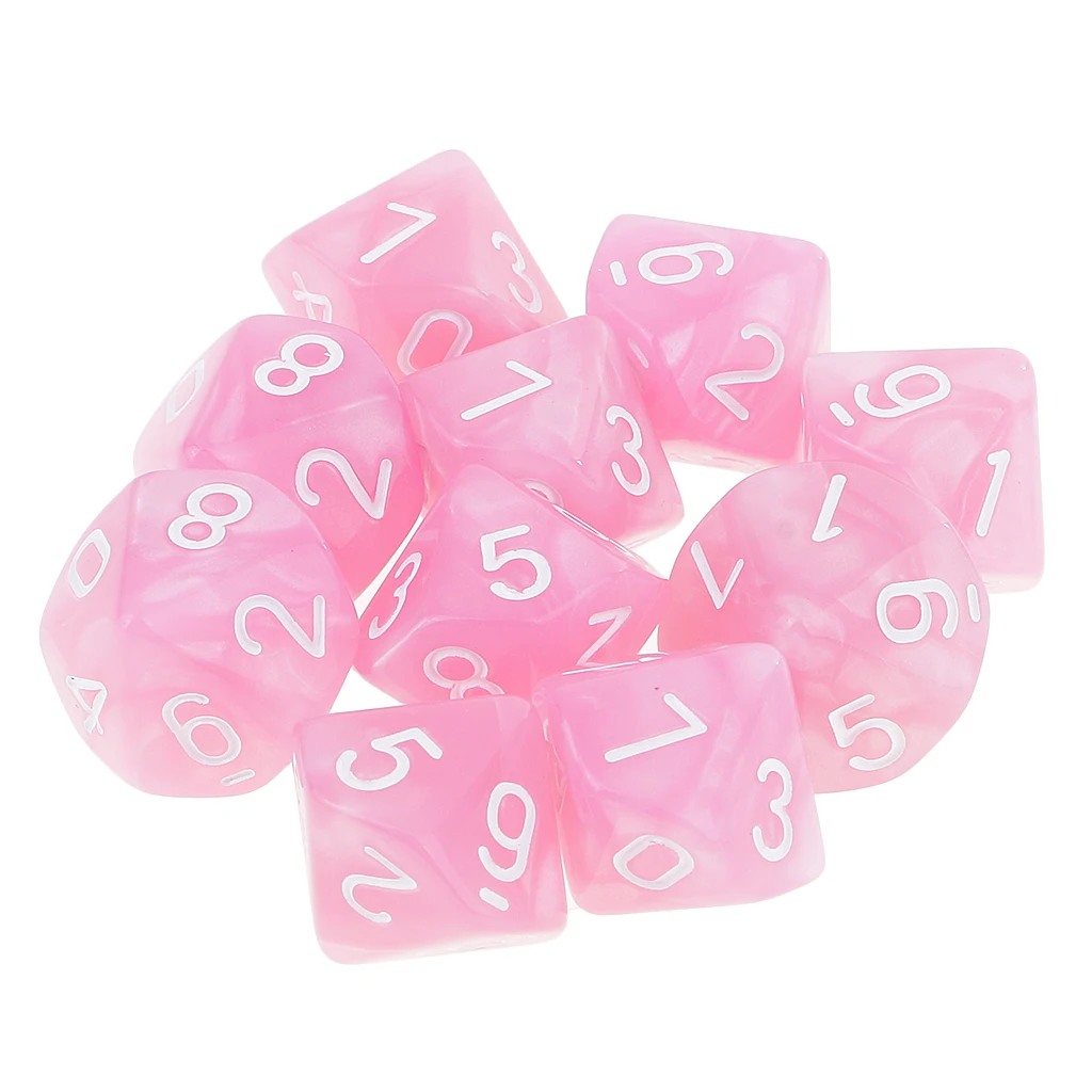 10PCS D10 Polyhedral Dice 10 Sided Dice for Dungeons and Dragons Table Game Board Game Dice Party Gambling Dices 