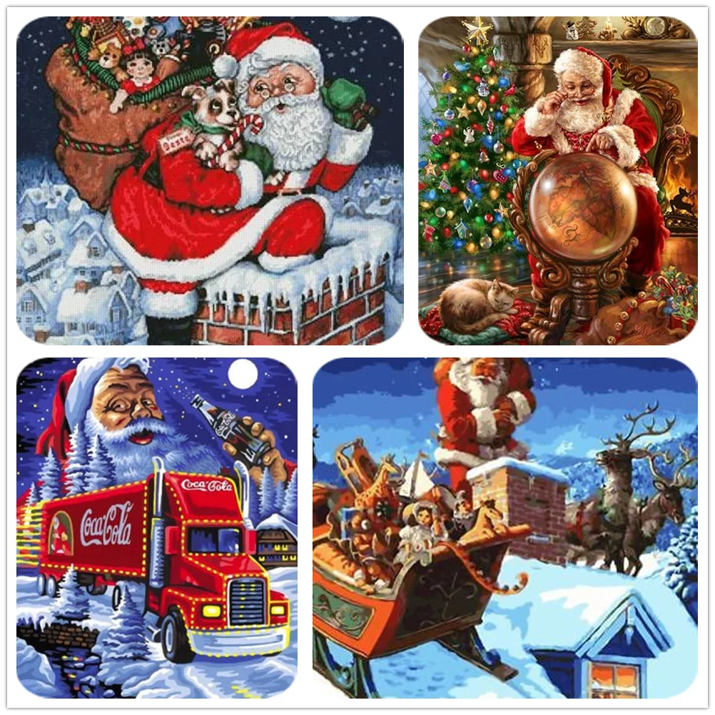 

New Full Diamond Painting Santa Claus Diamond Mosaic Diamond Embroidery Set Rhinestone Picture Christmas Home Decor Gifts Lx702