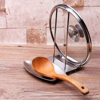 

2 in 1 Kitchen Utensil Holder Stainless Steel Multi-function Pot Cover Holder Rack DIN889