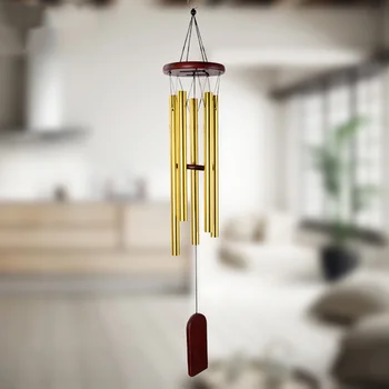 

5 Tubes Deep Tone Resonant Gong Bass Sound Chapel Bell Windchime Wind Chime 29" Ornament Redwood Windchimes Room Decor