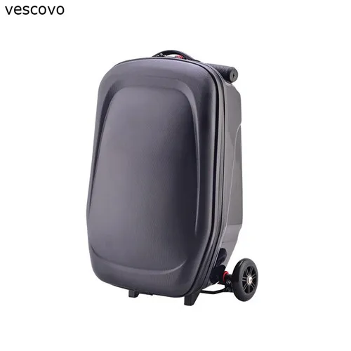 black Vescovo 2" дюймов подростка носить на скутере чемодан с колесиками прокатки багаж кабина Дорожный чемодан на колесиках может скейтборд - Цвет: black