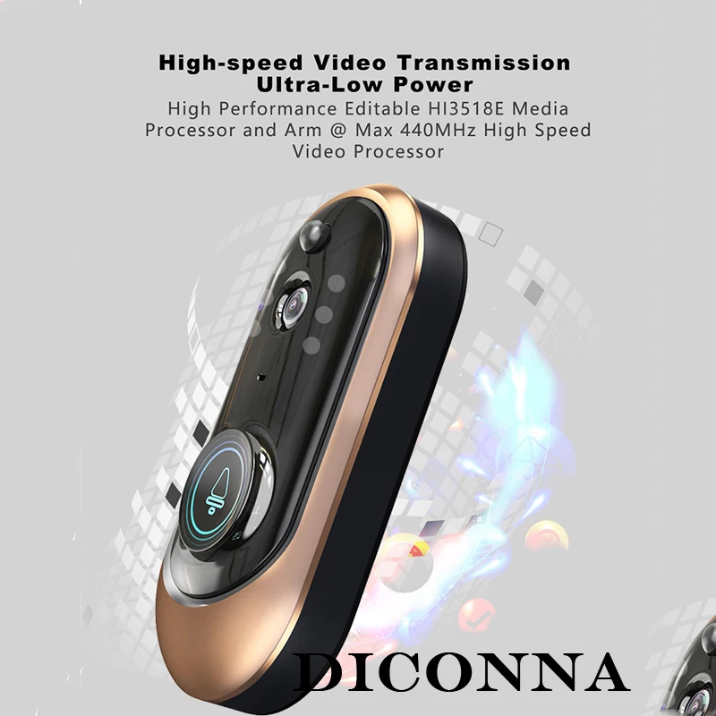 1080P Wi-Fi беспроводной видеодомофон двусторонняя связь Смарт дверной Звонок камера безопасности