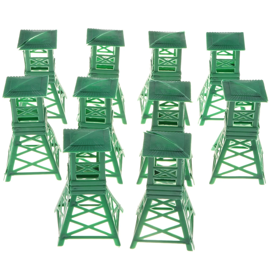 10 Pieces Plastic 9cm Watch Tower Military Wargame Scenery Building Army Men Playset Accessories for Children