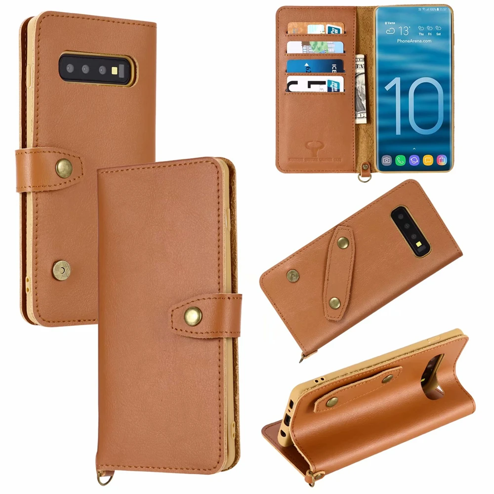 

Retro Genuine Leather Phone Flip Case for Samsung Galaxy S9 S10E S10 Plus luxury Cover With Card Pocket Kickstand Business