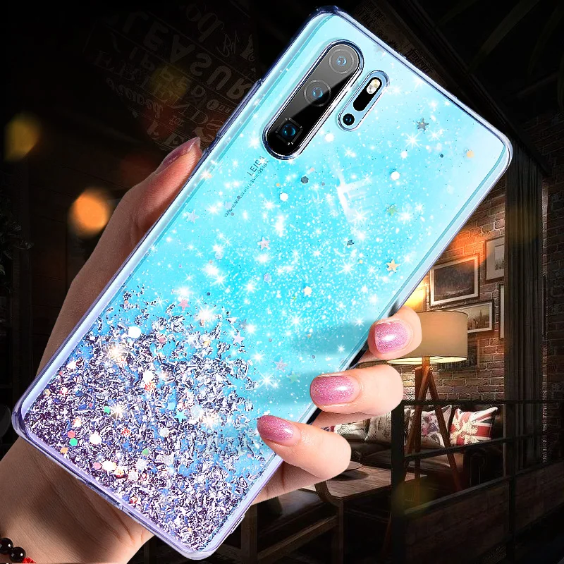Bling Glitter Case for Huawei P20 Lite P30 pro Mate 20 Silicon Crystal Sequins Soft Cover Honor 8X Nova 5 Transparent Phone Case (10)
