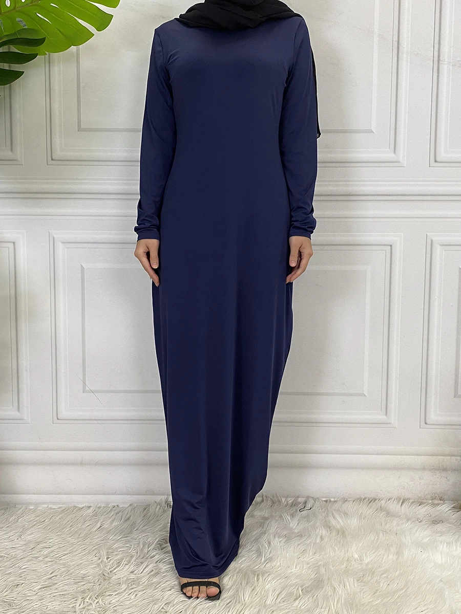 Summer Skirt For Ladies New Inner Dress Muslim Casual Dress For Women Clothing Islamic Abaya Long Sleeve Maxi Slim Inner Dress