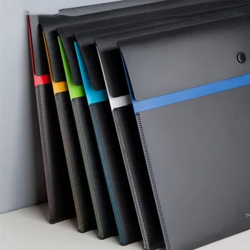 

New Fizz Color Double-layer File Bag Waterproof 6 Colors plastic paper Data Bill Folder Holder Storage Bag