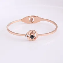 Новое поступление, браслет на День святого Валентина, розовое золото, 100 языков, I love you, Проецирование, модный очаровательный женский браслет, Прямая поставка