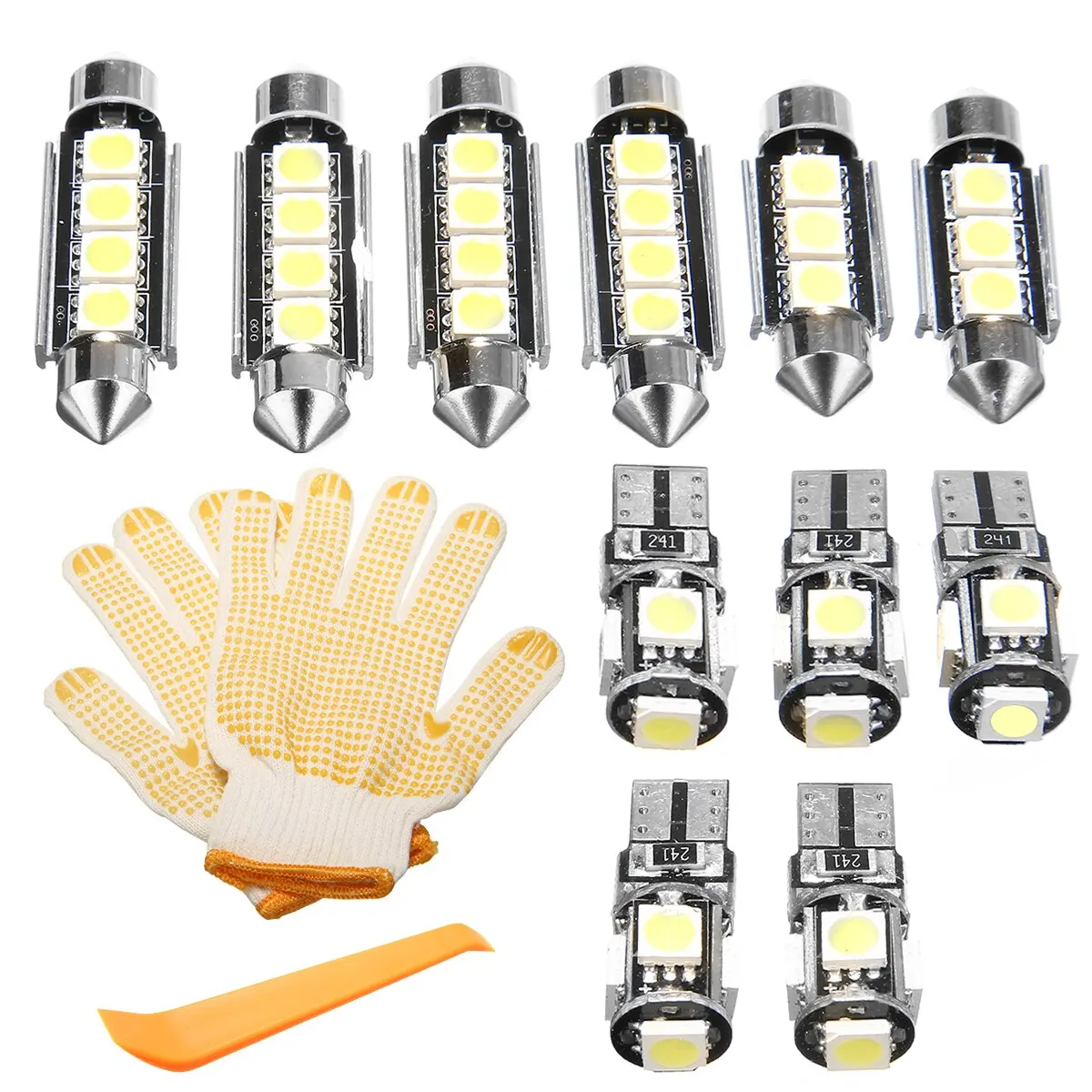 

11pcs 12V Canbus Free LED Car Interior Light Bright White Dome Door Map Truck Lighting Bulbs Kit with Glove For Opel Insignia