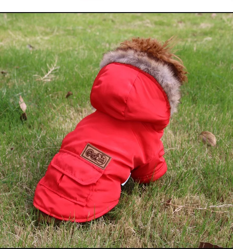 Pet Dog Warm Down Clothes Jacket with Plush Caps Solid Outdoor Sport Coats for Puppy Autumn Winter Coats Pet Dog Winter Supplies