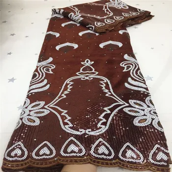 

2020 african net lace french sequin fabric Red wine high quality embroidered with Velvet nigerian tulle laces fabrics for sewing