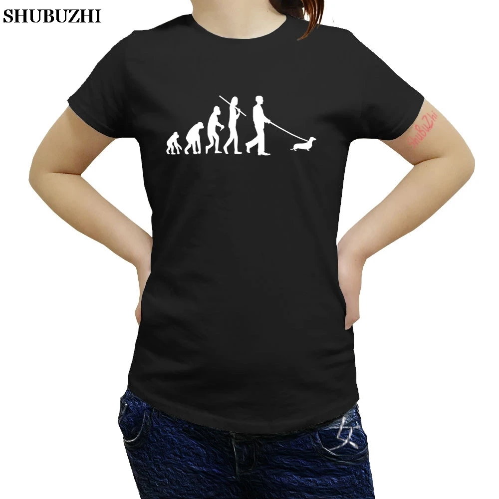 

drop shipping fashion women t-shirt Evolution Dachshund T Shirt cotton 100% o-neck tshirt pattern cool printed tees and tops