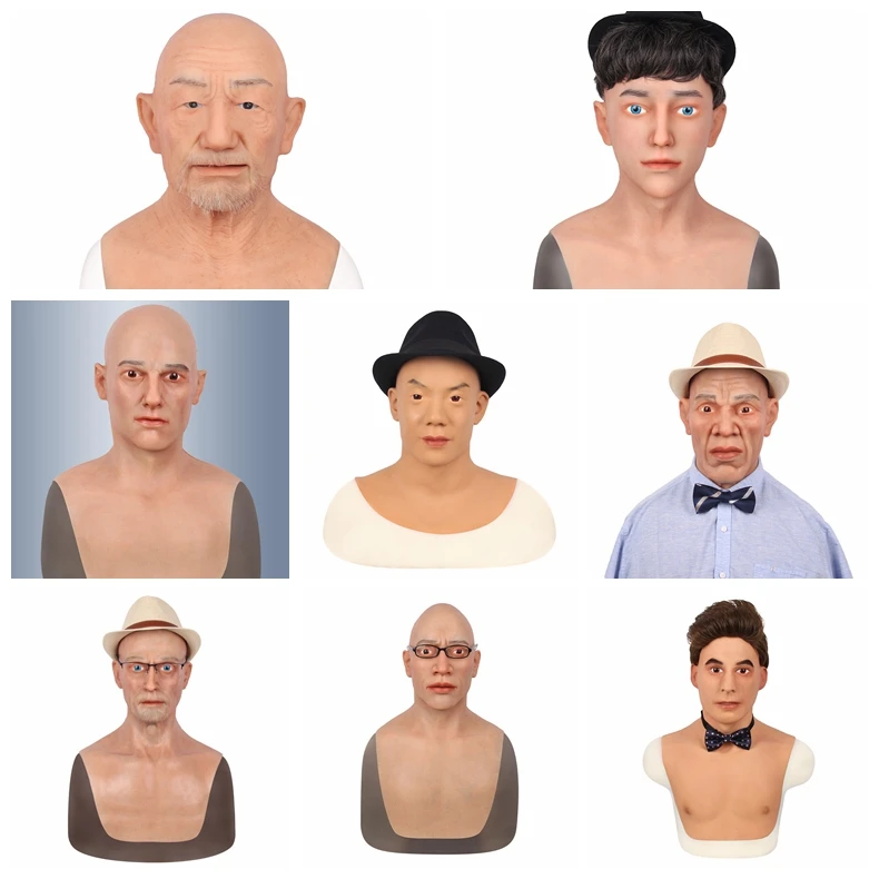 Разные мужские маски для лица Реалистичная мягкая силиконовая маска маскарада