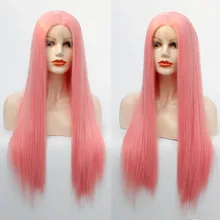 Парики из натуральных волос оранжевого и розового цветов, длинные прямые парики из бесклеевого синтетического кружева, 150% плотность, вечерние парики для косплея, мягкие парики для женщин