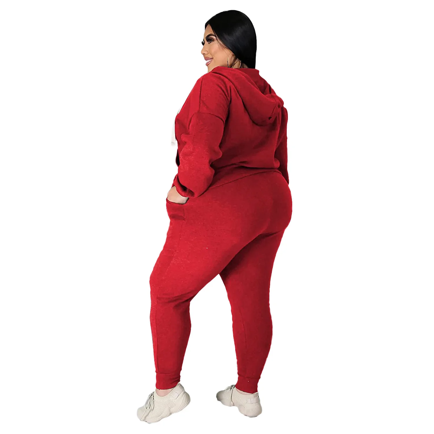 5XL Plus Size Women Sets Pullover Hoodies Tops And Pant Suits Autumn Winter New Solid Casual Large Size Tracksuit Women Set 2021