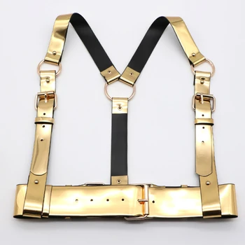 

High quality gold mirror PU belt, fashion versatile club hip hop dance runway belt, luxury belt design for women designer belts