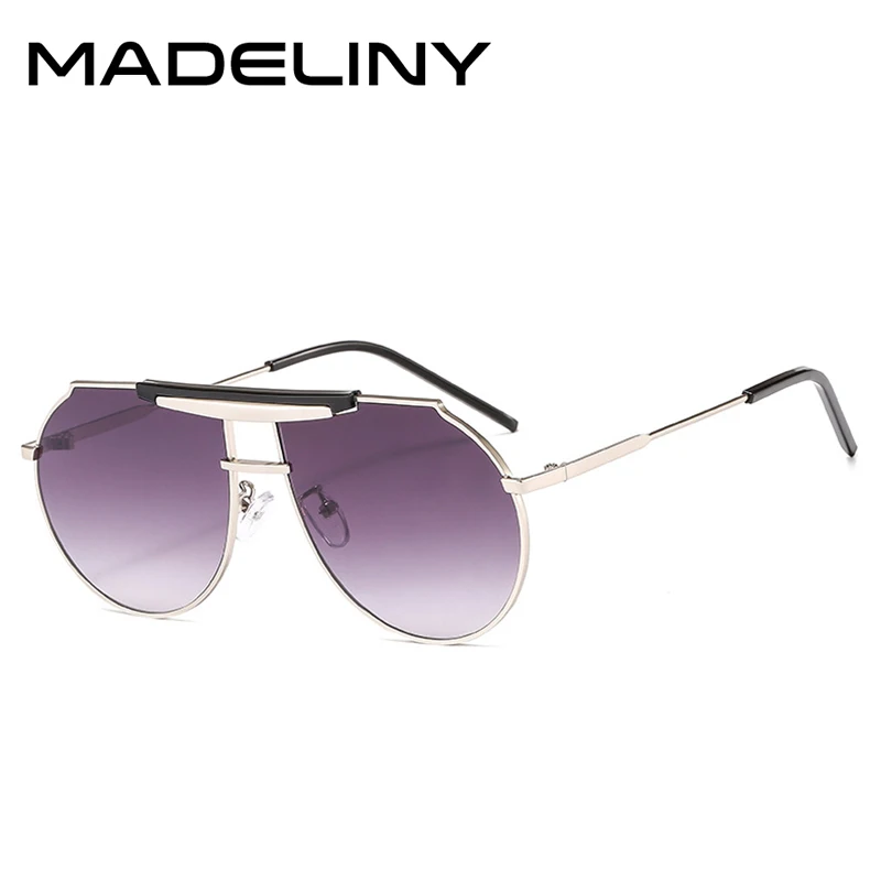 

MADELINY Classic Pilot Big Frame Sunglasses Women 2020 New Flat Top One Piece Sun Glasses Men Vintage Driving Goggle UV400 MA857