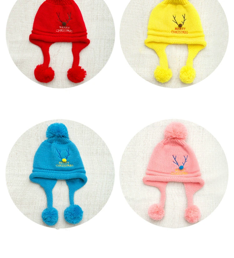 Maylisacc 5 Color Children's Autumn and Winter Hat Baby Warm Turtleneck Hat Merry Christmas Velvet Beanies for Boys and Girls