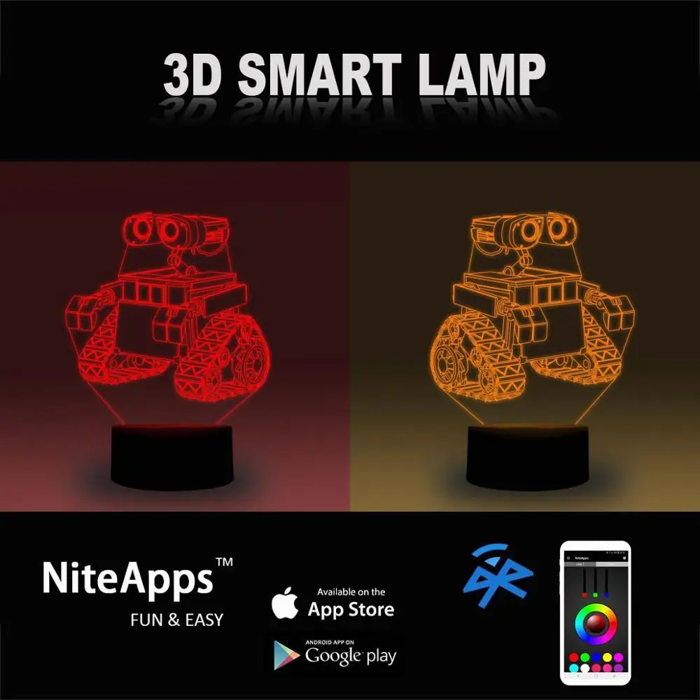 NiteApps 3D Настенный ночник настольная лампа Иллюзия украшение лампа подарок на день рождения приложение/сенсорное управление