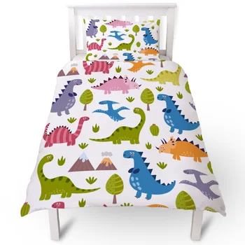 

Lovely Dinosaur Cartoon Duvet Cover Pillow Case Quilt Cover Set Bedclothes Single Bedding Sets For Bed