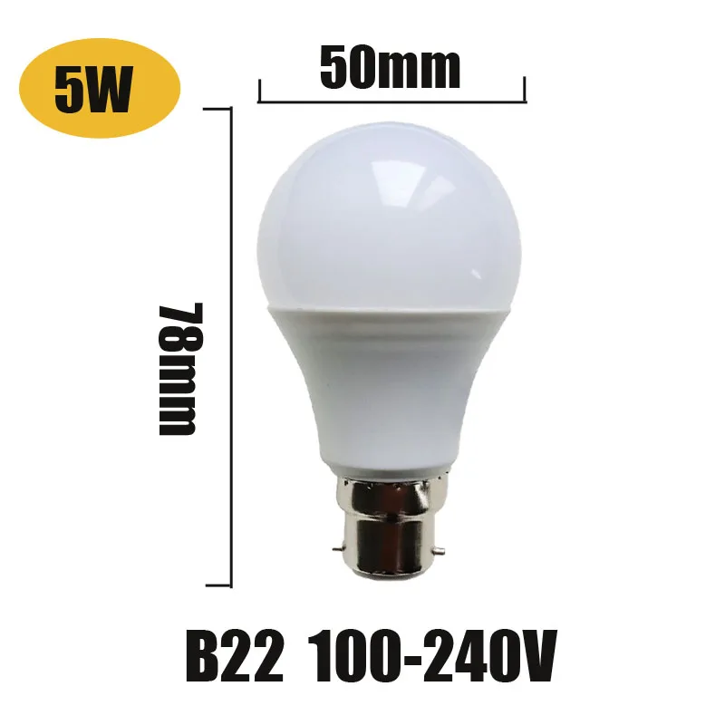 5W B22 100-240V 5pcs 5 шт.; ; детское нижнее белье светодиодный светильник SMD 2835 3 Вт, 5 Вт, 7 Вт, 9 Вт, 12 Вт, 15 Вт, 18 Вт, светодиодный лампы 110V 220V 230V 240V светодиодный B22 холодный белый теплое белое светодиодное освещение - Испускаемый цвет: 5W B22 100-240V 5pcs