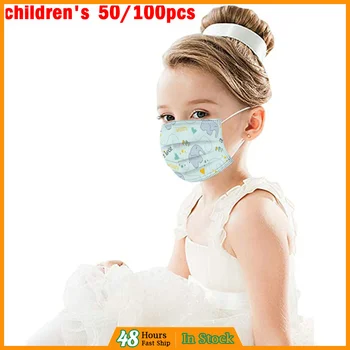 

50/100 pcs Children's unisex Three-Layer Disposable MasksBreathabledustproof Cartoon маска Non Woven personality mascarillas