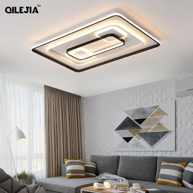 TRENDING! Modern Black And White LED Chandelier Lights For Living Room Bedroom Indoor Decorative Lamps Dimmable Lighting Fixture AC90-260V