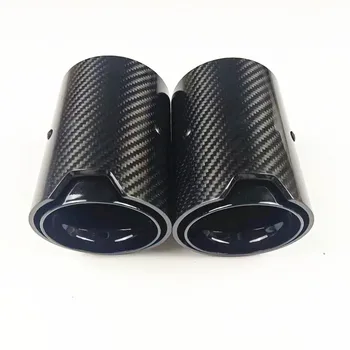 

Glossy All black Exhaust tips Car Real Carbon Fiber For BMW exhaust pipe upgrade M2 F87 M3 F80 M4 F82 F83 M5 F10 M6 Without logo