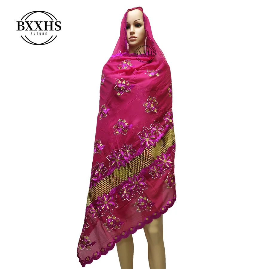 Хлопковый шарф, африканские женские шарфы с вышивкой, мусульманский женский хиджаб, шарф для шавков - Цвет: LH095-5