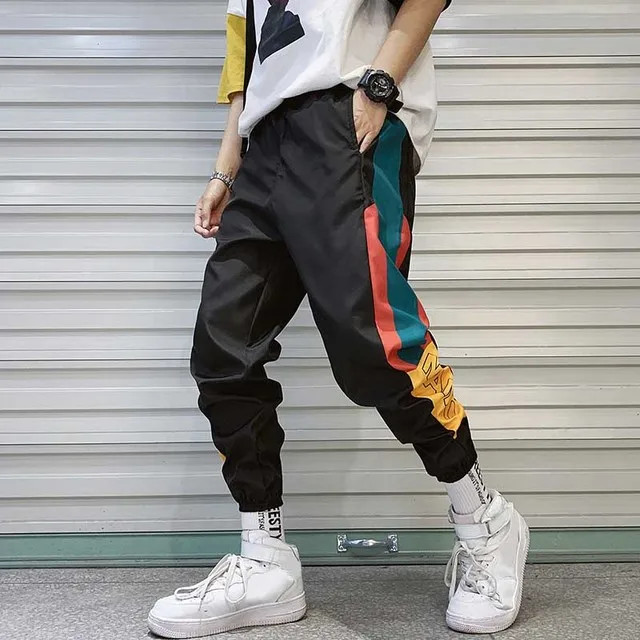 New Black Cargo Pants Hip Hop Joggers Men Loose Harem Pants Multi-pocket Ribbon Trousers Casual Streetwear Sport Pants for Men black