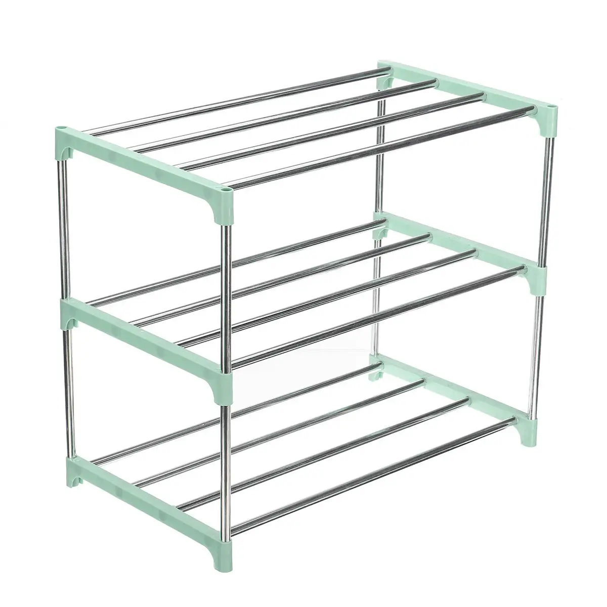 3 Layer Green 3/4 слой обувной полка для пластикового стеллажа, усиленная полка для хранения обуви из нержавеющей стали, органайзер сборный стеллаж для обуви - Цвет: 3 Layer Green