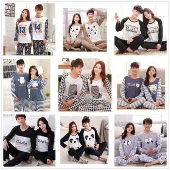 

Summer Autumn Two Piece Set Couple Pajamas Women's Home Clothes Home Suit Sleepwear Homewear Pjs Women Dropshipping