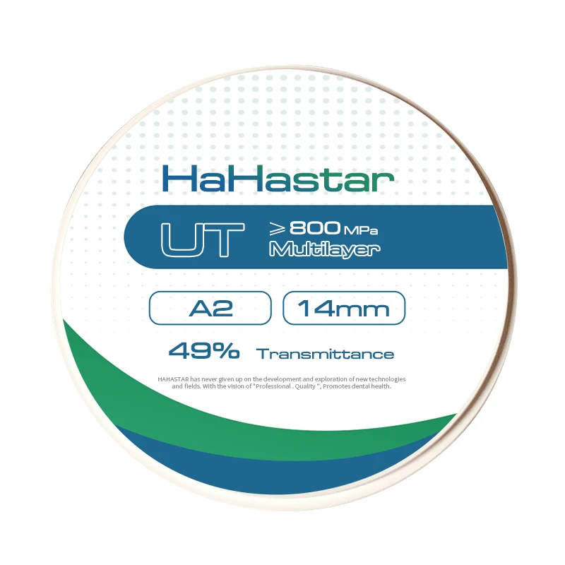 

HaHastar UT-Multilayer 98-A2 Laboratorio Dental For Anterior And Anterior Bridge And Veneer 49% Gradient For Transparency