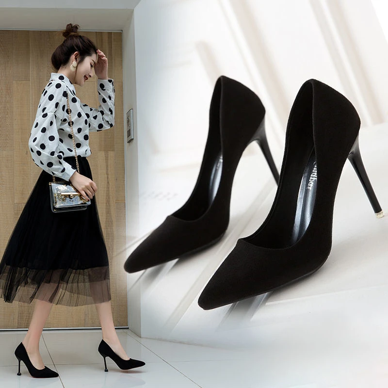 womens classic pumps 2021 spring new all-match black high heels female stiletto sexy European and American French girl single shoes classic high heel shoes