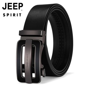 

JEEP SPIRIT Genuine Leather Belt Men Famous Brand Men Waist Belt Natural Cowskin Automatic Buckle Designer Belt For Men